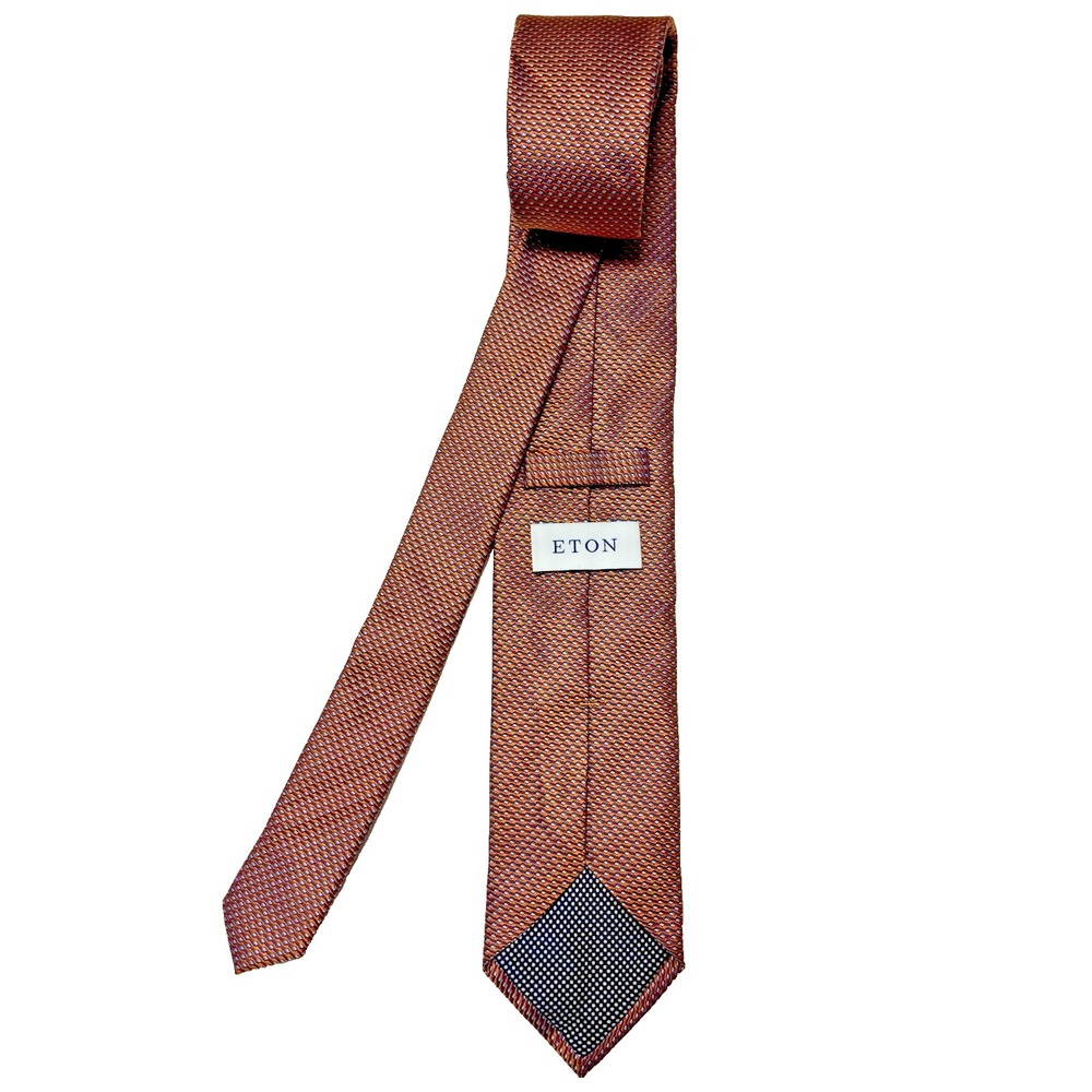 ETON Orange Blue Geometric Made in Italy 100% Silk Tie Mens Slim Necktie